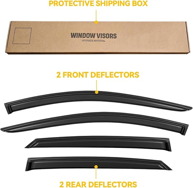 Rain Guards for 2021-2026 Hyundai Elantra, Out-Channel Window Visor Shields Vent Shade Deflector Wind Dark Smoke for 21-26 Elantra 2022 2023, Tape-On Outside-Mount, 4PCS