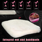 Sheepskin Car Seat Cushion, Comfortable Soft Fur Wool Auto Front Seat Cover, Vehicle Seat Protector Pad for Warm Winter Office Chair, Universal Decor Car Accessories (Beige)