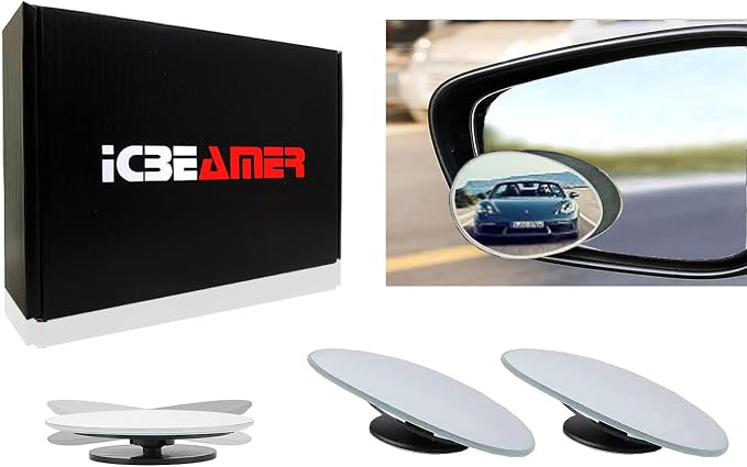 2 Pieces Oval-Shaped Automobile Rear Blind Spot Mirror, 360 Degree Rotating Design, Side Wide Angle Safety Convex Rearview Mirror for Car Truck Van