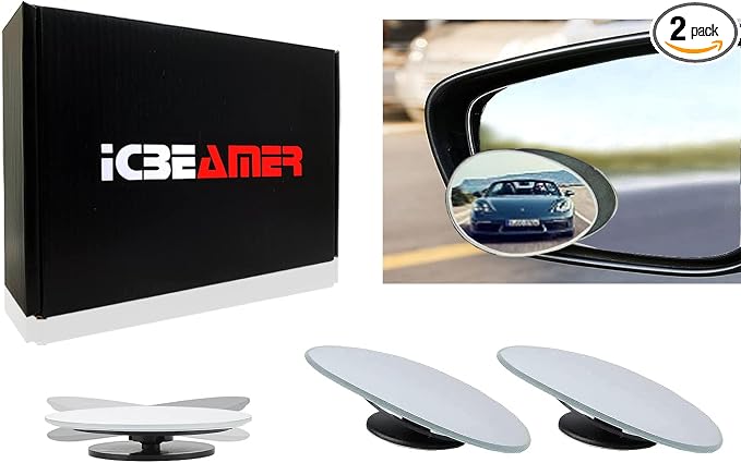 Side Rear View Oval-Shaped Automobile Rear Blind Spot Mirror [Pack od 2 sets], 360 Degree Rotating Design, Automobile Side Mirror Wide Angle Mirror Safety Convex Rearview