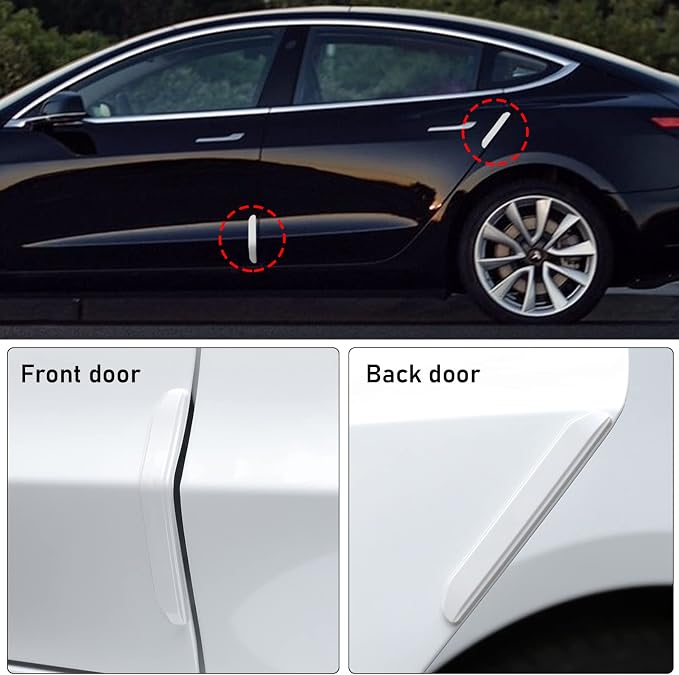 Compatible with Tesla Model 3 Door Edge Guards Protector,4 Pcs White Car Door Anti-Collision Strips for Model 3 2017 2018 2019 2020 2021 2022 2023 Scratch Guard Model 3 Door Protector Strip
