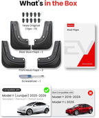 2026 Tesla New Model Y Juniper Accessories - Mud Flaps [Protect Paint, No Drilling Required] All-Weather Splash Guard Body Kits for Model Y Juniper 2025-2026, Black (Set of 4), Not for Model YL