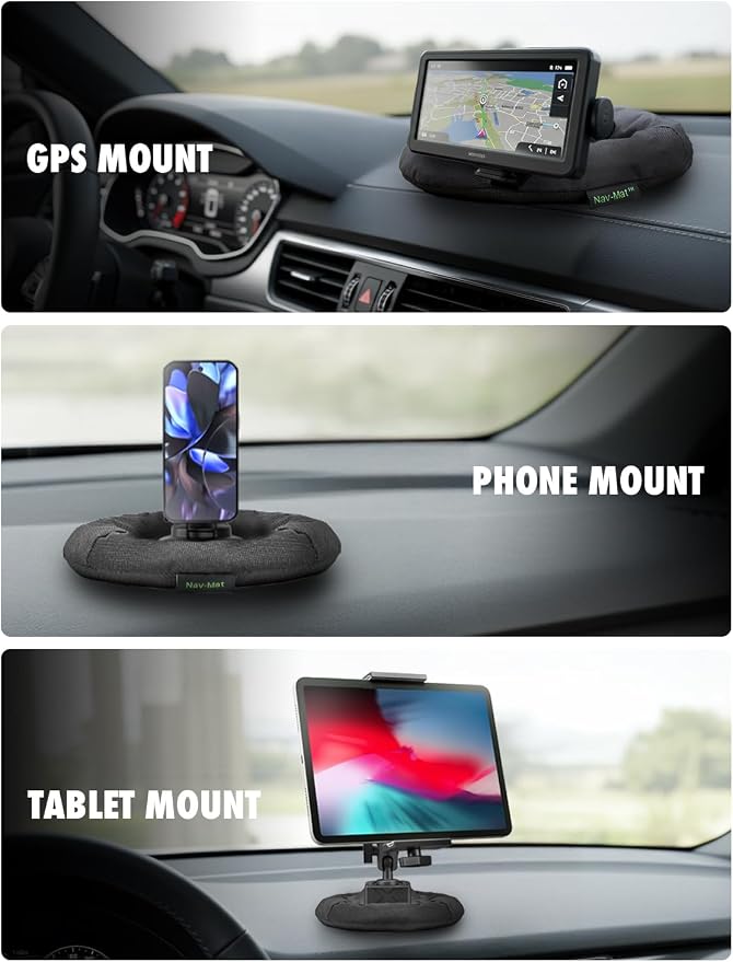 NavMat Portable GPS Dash Pad Converts Windshield GPS Mount into Dashboard Mount Weighted Beanbag Friction Base 8 inch Base 3.5 inch Center