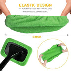 Microfiber Cleaning Cloth for Windshield Cleaning Tool, Windshield Cleanner Wand Replaceable Glass Cleaning Bonnets, Interior Auto Window Cleaner Washing Pads, Fit 5”, Green, 5 Pack