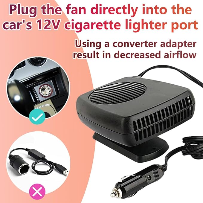 Car Fan and Heater 2 in 1, 200W 12V Air Conditioners for Car,Portable Fan for Vehicle Rotatable Defroster Demister Cooling Fans for SUV,RV