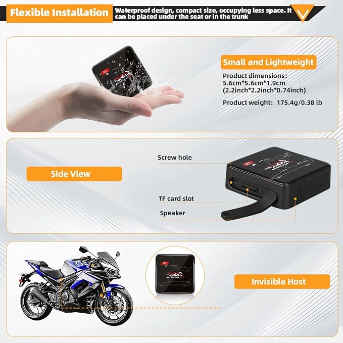 VSYSTO Motorcycle Dash Camera, Dual 2K Starlight Night Vision Cameras with 5G WiFi, Parking Monitoring, GPS, TPMS, Waterproof, Temperature Display, Low Voltage Protection (Q3PRO)