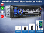 Car Radio Bluetooth Single DIN Car Stereo with Bluetooth,Car Audio with Push to Talk Button for Handsfree Calling,FM/ MP3/EQ/SD/AUX,Dual USB,iOS & Android App Control,7 LED Colors | No CD Player