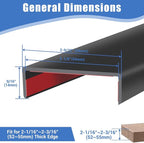 Rubber Edge Trim, Self-Adhesive U Shaped Edge Protector for Plywood, Cabinet, 2-1/8" Wood Edge Banding, Flexible Furniture Repair, EPDM Material, Fit 2-1/8"(54mm), Length 20Ft, Black