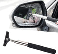 Car Rearview Mirror Wiper, American Flag Telescopic Auto Mirror Squeegee Cleaner, Glass Mist Cleaning Tool with Retractable 98cm Handle, Portable Car Windows Water Removal (Black/Black Flag)