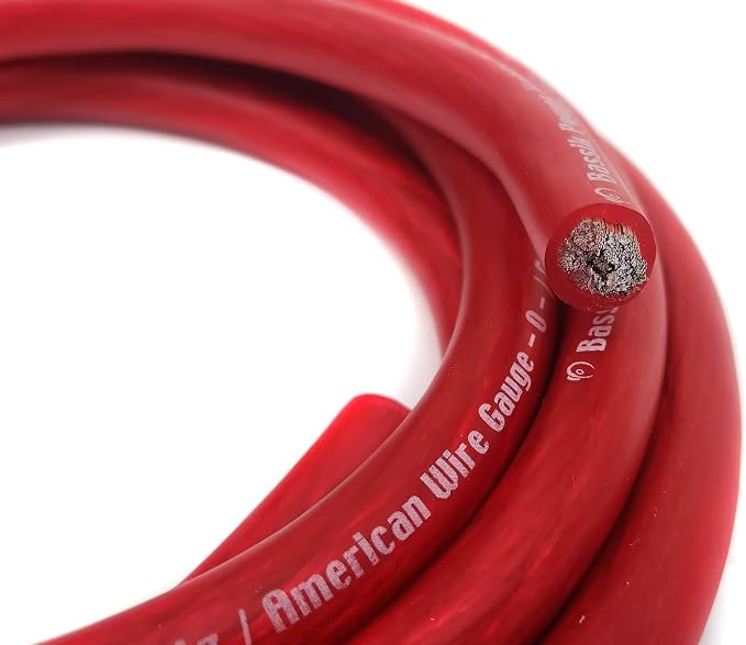 Bassik 1/0 Gauge AWG Primary Automotive Battery Power/Ground Wire Cable - Red 100 Feet