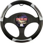 Sporty Two Tone Ergonomic Grip Steering Wheel Cover - Carbon Fiber Grip for Standard Size Wheels 14.5-15 inch Gray/Black