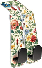 Car Seat Back Storage Hook, Funny Car Purse Hook, Cute Vehicle Storage Organizer for Purses Handbags Botanical Floral Pattern