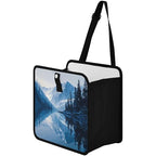 Car Trash Can Organizer Bin with Adjustable Strap for Back Front Seat Console Waterproof Leakproof Collapsible Portable 8.66 Inch Winter Blue Mountain and Mirrored Lake
