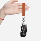 Genuine Leather Car Keychain,Universal Heavy Duty Metal Key Chain Accessories,Car Fob Key Keychain Holder with 360 Degree Rotatable Snap Swivel and Anti-Lost D-Ring for Men Women(Brown)