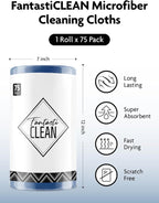 Microfiber Cleaning Cloth Roll-75 Sheets, 12"x12" (Navy Blue) | Super Absorbent, Lint-free, Tear-away Microfiber Towel Roll, for All-Purpose Cleaning, Reusable Alternative to Paper Towels