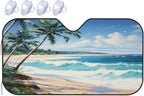 Windshield Sun Shade Beach Sea Palm Tree Car Front Window Sunshade Cover for Truck SUV Blocks UV Rays Automotive Visor Interior Protector 51 x 27.5 inch