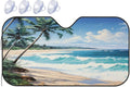 Windshield Sun Shade Beach Sea Palm Tree Car Front Window Sunshade Cover for Truck SUV Blocks UV Rays Automotive Visor Interior Protector 55 x 30 inch