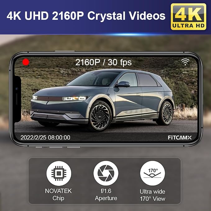 4K Dash Cam Suitable for Hyundai IONIQ 5 2022-2024 (6 Vents) SE Standard Range SEL Limited, OEM Look, UHD 2160P Video, Built-in WiFi & APP, Loop Recording, G-Sensor, Plug & Play, 64GB Card