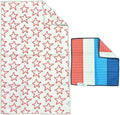 Microfiber Hand Towel & Washcloth Set of 2 - Double-Sided, Waffle Weave, Super Absorbent, Lint-Free, Fast Drying -for Bathroom, Kitchen, Car, and Window Cleaning (Stars & Stripes - Red, Blue, Cream)
