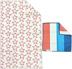 Microfiber Hand Towel & Washcloth Set of 2 - Double-Sided, Waffle Weave, Super Absorbent, Lint-Free, Fast Drying -for Bathroom, Kitchen, Car, and Window Cleaning (Stars & Stripes - Red, Blue, Cream)