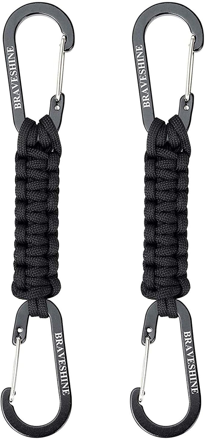 Paracord Keychain Carabiner Clip, D Ring Lanyard Hanger Stroller Hook for Water Bottle, Key, Backpacks, Men, Women
