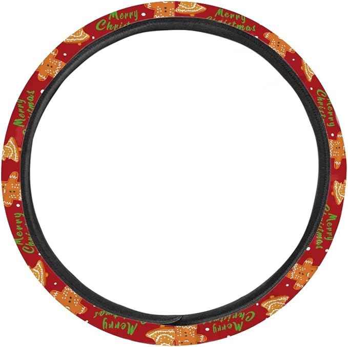 Christmas Day Print Car Steering Wheel Covers Universal Fit 14-15 inch Sweat Absorption Anti-Slip Steering Wheel Protector Cover Stretch-on Automotive Car SUV