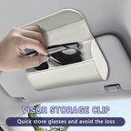 Sunglasses Holder for Car Sun Visor, Sunglass Organizer for Car, Magnetic Leather Eyeglasses Protective Storage Case, Waterproof Glasses Organizer Visor Accessories for Vehicles (White)