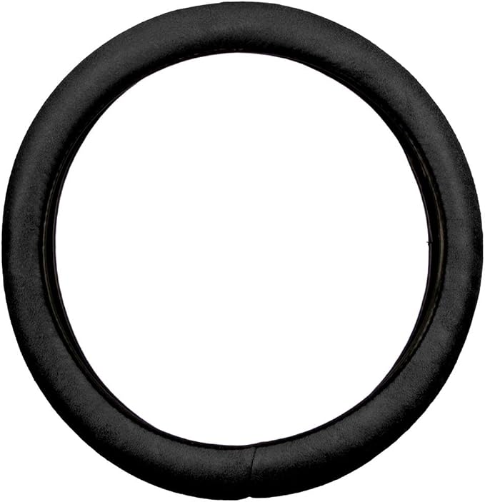 Ergonomic Leather Grip Steering Wheel Cover - Soft Plush Memory Foam Grip for Standard Size Wheels 14.5-15 inch Black