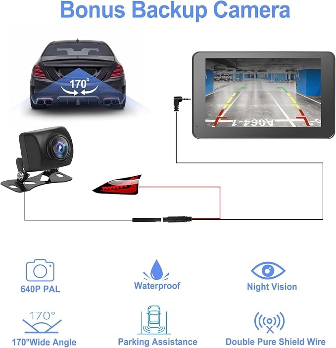 Car Play,Wireless Portable with Apple CarPlay and Android Auto Screen for Car,7" HD Touch Screen Car Stereo with Mirror Link,Backup Camera,Bluetooth5.2,GPS Navigation,AUX,FM for All Vehicles
