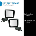 2 Piece Driver and Passenger Side Mirror Assembly Set Manual Adjustment Non-Heated No Memory Textured Compatible with 2007-2017 Jeep Wrangler 2018 Wrangler JK CH1320271 CH1321271