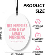 Pink Christian Car Air Freshener 8 Pcs, Coquette Pink Bow Floral Religious Hanging Air Freshener Oval for Girls Dorm Bedroom Apartment, Girly Christian Car Accessories Mirror Decor for Women