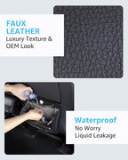 Trash Can for Tesla Model 3 2017-2023 Garbage Bag [Strong Magnetic Buckle] with LED Light 1PCS Backseat Hanging Garbage Bin Waterproof Faux Leather Model 3 Interior Accessories 2.5 Gallons