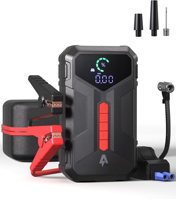 Andeman 4000A Jump Starter with 150PSI Air Compressor, Car Jump Box with Type-C Quick Charge, All in One 12V Lithium Battery Car Jumper for 8.5L Gas/7L Diesel Engine, Ep-177