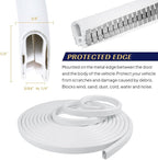 Edge Trim White U-Channel Rubber Trim Edge with Metal 1/2" X 3/8" - Fit Gap 3/64" to1/4 Car Door Edge Sealing Strip, PVC Weather Stripping with Steel, Metal Edge Protector, 85FT