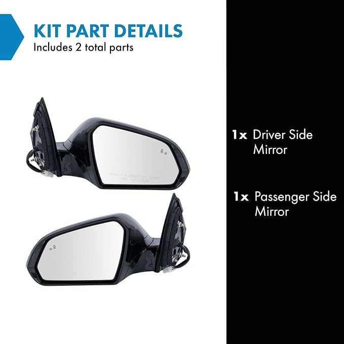 Driver & Passenger Side Power Heated Mirror Set Paint to Match Gloss Black with Turn Signal Blind Spot Compatible with 2015-2017 Hyundai Sonata HY1320228 HY1321228