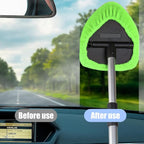 Car Windshield Cleaner Tool, Vehicle Window Detailing Cleaning Kit with Extendable Handle & 4 Washable Microfiber Pad, Auto Glass Wiper Cleaner for Exterior & Interior, Universal Fit (Green)