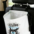 Black Cat Car Trash Bag - Waterproof Car Trash Bag Hanging Leakproof Car Garbage Bag - Washable Reusable Trash Bag for Car Interior Hanging Organizer Storage Vehicle Travelling Camping