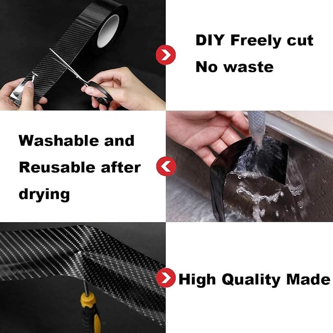 Car Door Edge Entry Guards Sill Protector Automotive Tape (Black, 2in*33FT) | 5D Carbon Fiber Vinyl Wrap Film Paint Threshold Scuff Plate Protectors Anti-Collision Universal for Most Vehicles