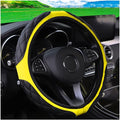15 Inch Car Leather Steering Wheel Cover, Automotive Accessories Elastic Breathable Anti-Slip Soft Wheel Protector Fits Men and Women, Suitable for SUVs, Trucks, Vehicles and RVs (Yellow)