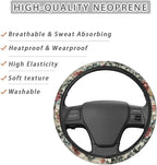 Car Steering Wheel Cover Retro Rose Red Yellow Pattern Easy to Install Car Wheel Cover Protector Car Decoration Steering Wheels Accessories for Van Car SUV Truck