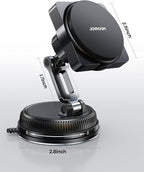 for MagSafe Car Mount Charger, [Smart Fingerprint-Touch Rotation] 15W MagSafe Wireless Car Charger[Vacuum & Gel 360° Base] Air Vent Dashboard Set for iPhone 17 16 15 14 13 12 Series, Black
