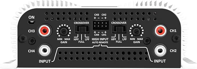 TS 1200x4 Amplifier Car Audio 1200W RMS 2 Ohms 4 Channels 2 Bridged Channels, Full Range Crossover Fixed RCA/Wire Input - Multichannel Class D