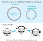 Gray Leather Car Steering Wheel Cover Large Size 15.5 to 16 inch, Easy Installation