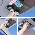 Car Sun Visor Organizer, Universal Fit for Most Cars & SUVs, Nappa Leather Visor Pocket Holder with 6 Pockets for Sunglasses, Phone, Cards, Easy Installation No Tools