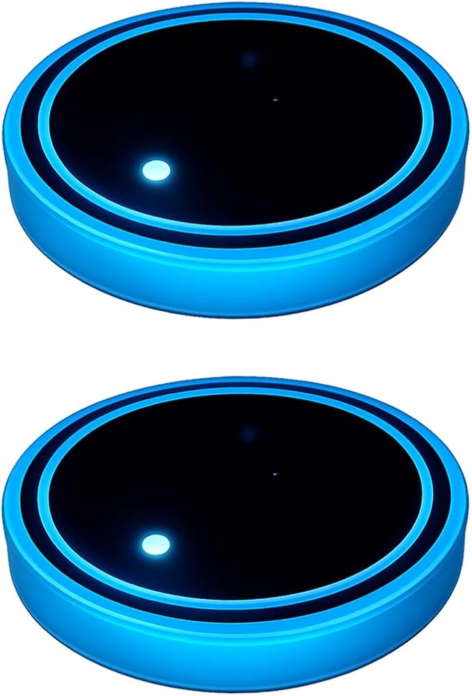 Mandark LED Car Cup Holder Lights, 2PCS Waterproof 7 Colors Changing Vehicle USB Charging Coaster Pad, Auto Interior Atmosphere Lamp Cup Mat Accessories, Universal for SUV Sedan Truck (No Mark)