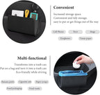 Car Trash Can, Leather Foldable Hanging Trash Bag, Multi-Function Mini Storage Box Garbage Can for Car Back Seats and Side Door, Black