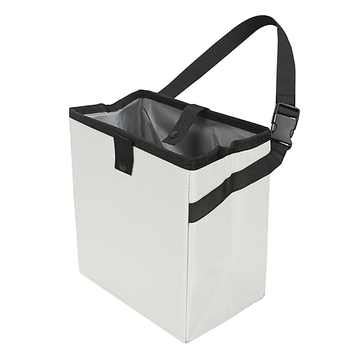 Car Trash Can, Leak-Proof Waterproof Trash Bin Collapsible Portable Auto Garbage Bag Large Capacity Trashcan Storage Bag Multipurpose Car Organizer Hanging (White)