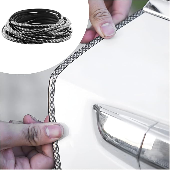 Car Door Edge Guards, 16Ft U Shape Door Edge Trim, Rubber Molding Auto Door Edge Seal Protector, Anti-Collision Vehicle Protection Accessories Universal for SUV, Truck, Van (Carbon Fiber)