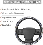 Auto Steering Wheel Cover for Women Men, Universal 15 Inch Soft Elastic Steering Wheel Wrap Anti-Slip Easy to Install Car Accessories, Southwest Aztec Blue Gray