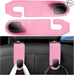 Car Seat Headrest Hook, 2PCS Vehicle Seat Back Hangers Organizer for Handbag Purse Coat, Automotive Interior Headrest Storage Hooks, Universal for SUV Automobile Truck (Pink)